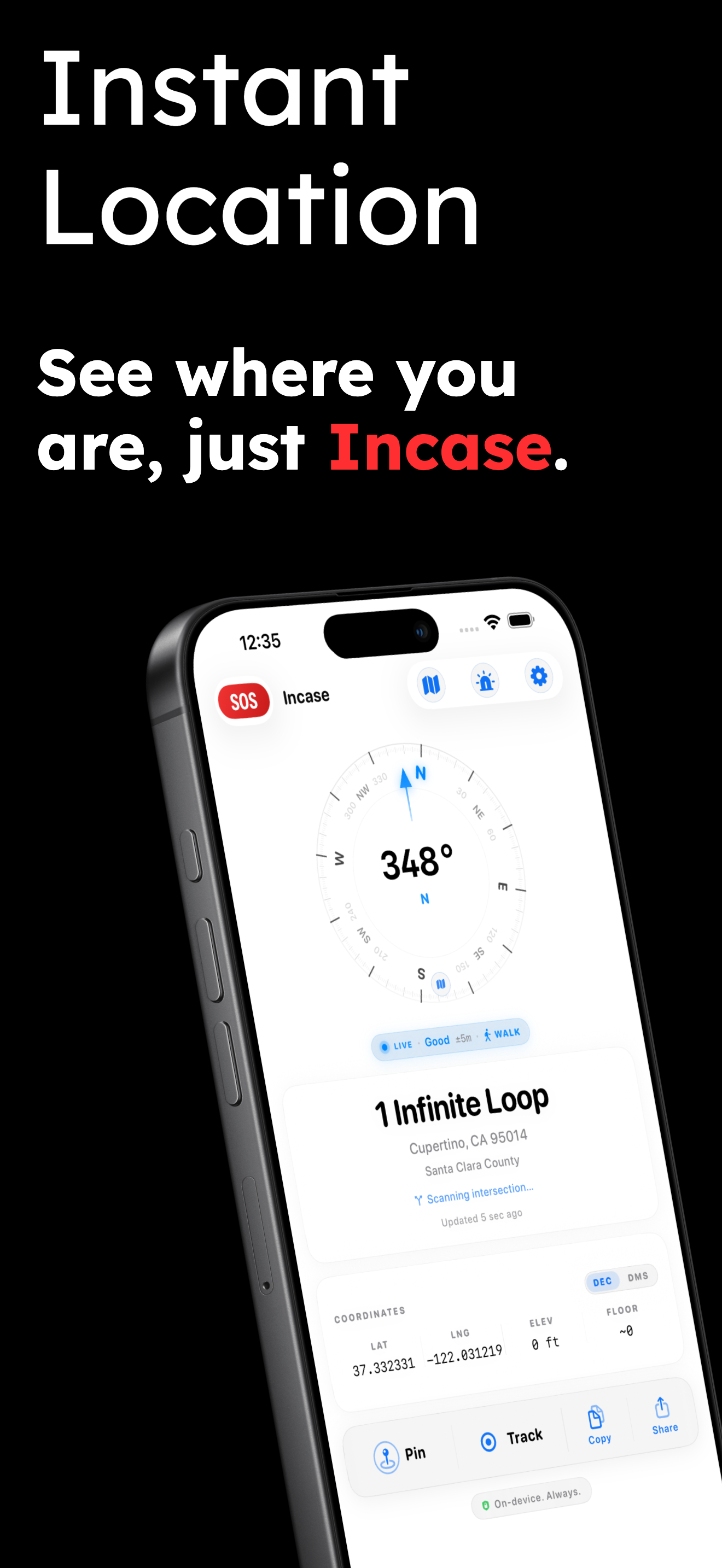 Instant Location — real-time GPS compass and closest address